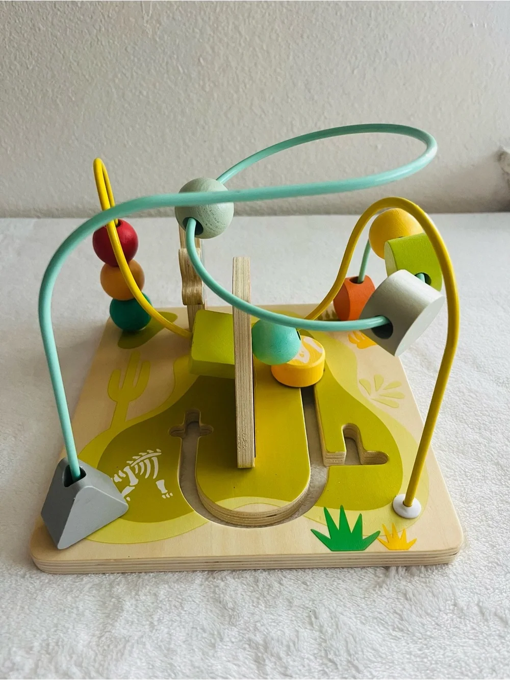 Wooden Bead Maze Activity Toy - Green/Yellow/Orange